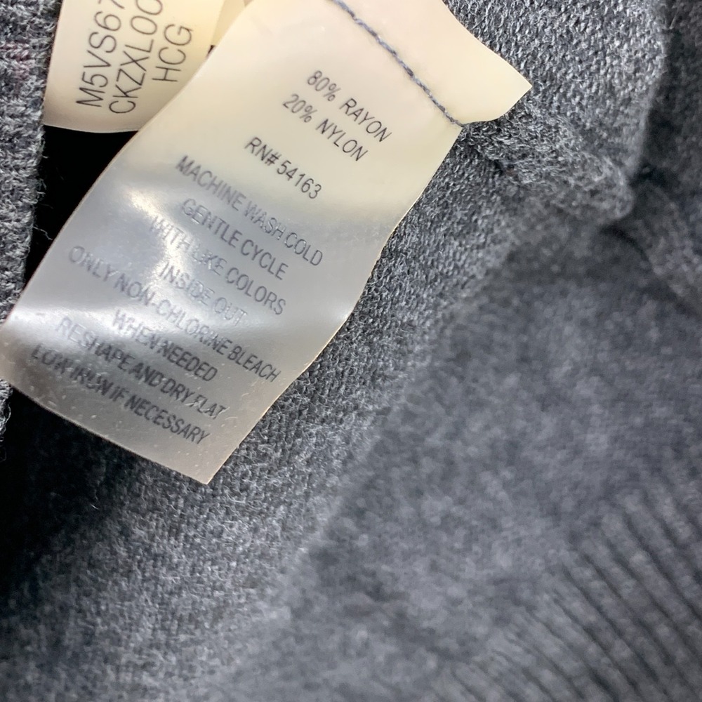 Calvin Klein Sweater Womens Size XL Gray Ribbed Mock Neck Pullover Long Sleeve - Picture 6 of 9